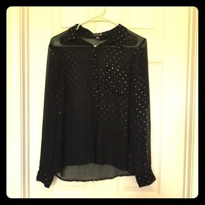 Sheer Black F21 Business Casual Top. (M).